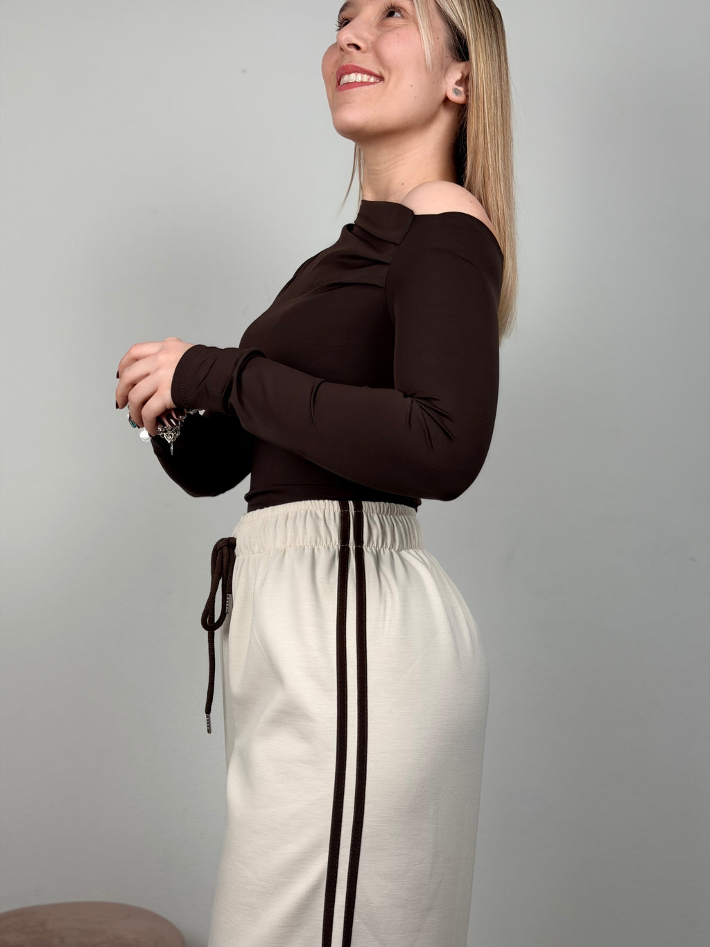 PANTALONE BANDE BEIGE