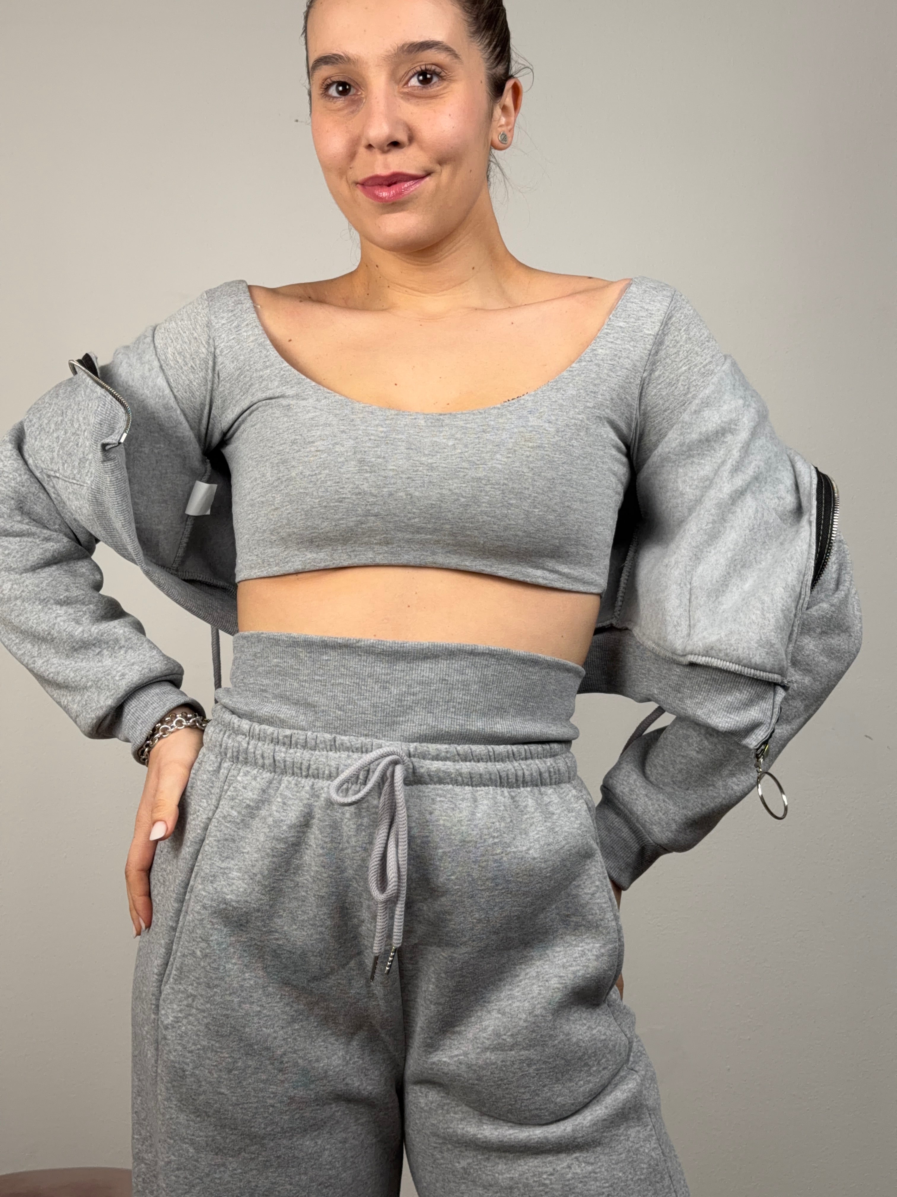 COORDINATO FELPATO GRIGIO