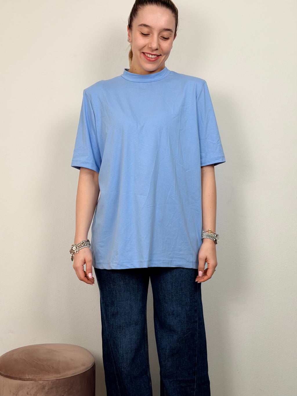 T-SHIRT OVER SPALLINE CELESTE
