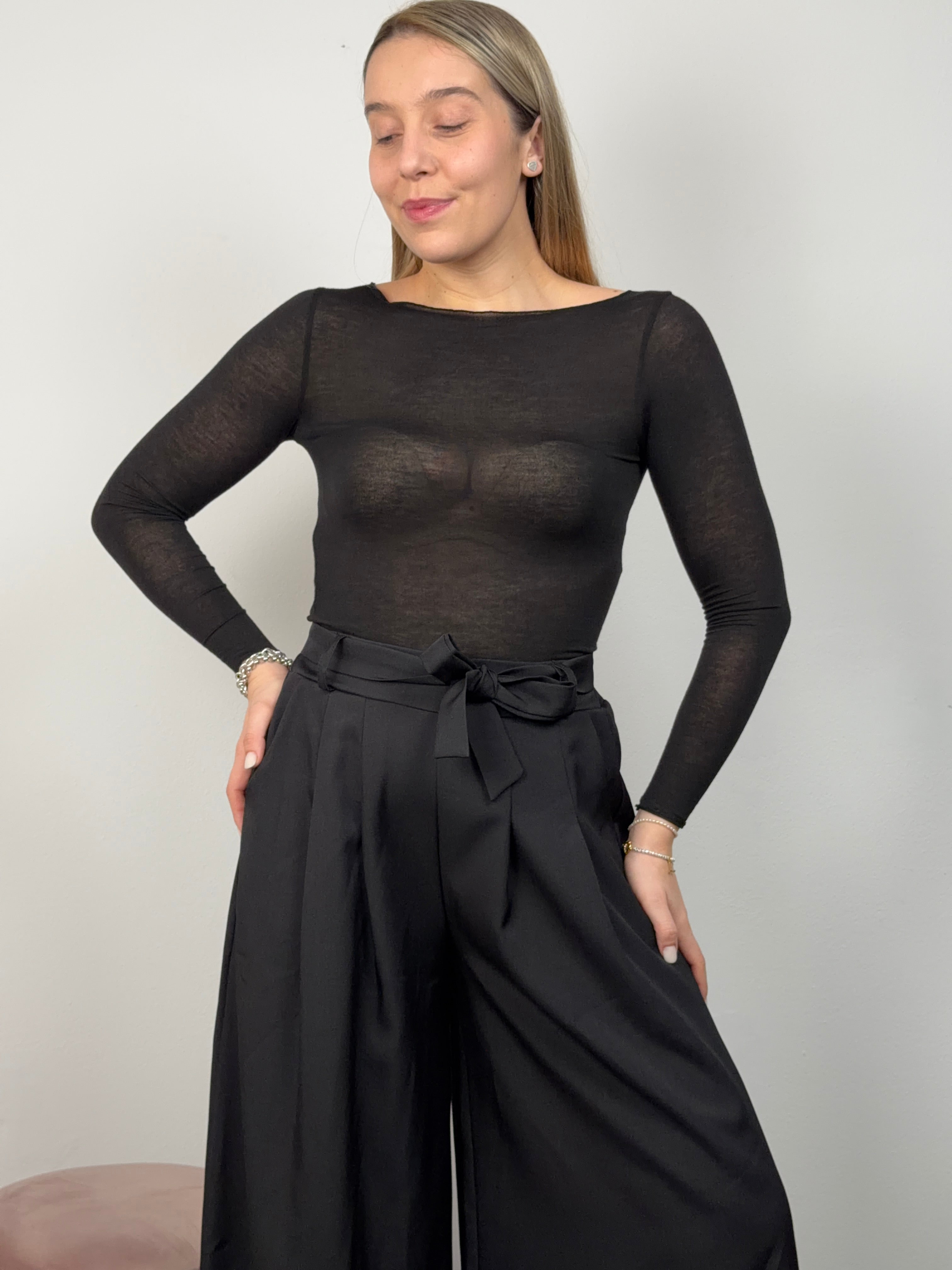 PANTALONE FIOCCO NERO