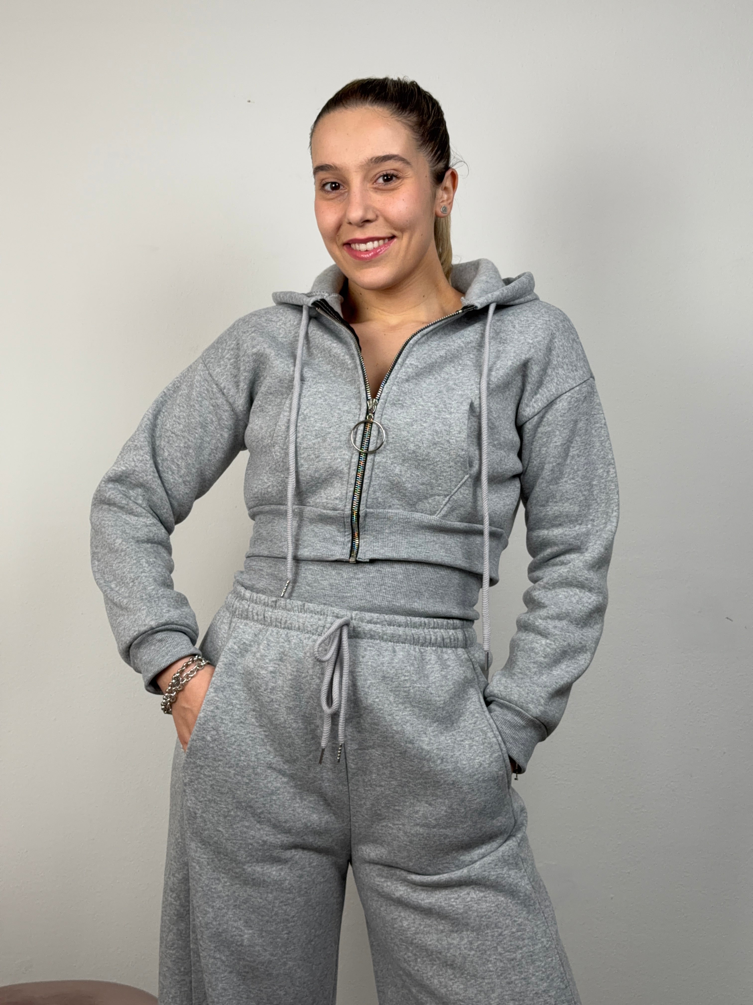 COORDINATO FELPATO GRIGIO