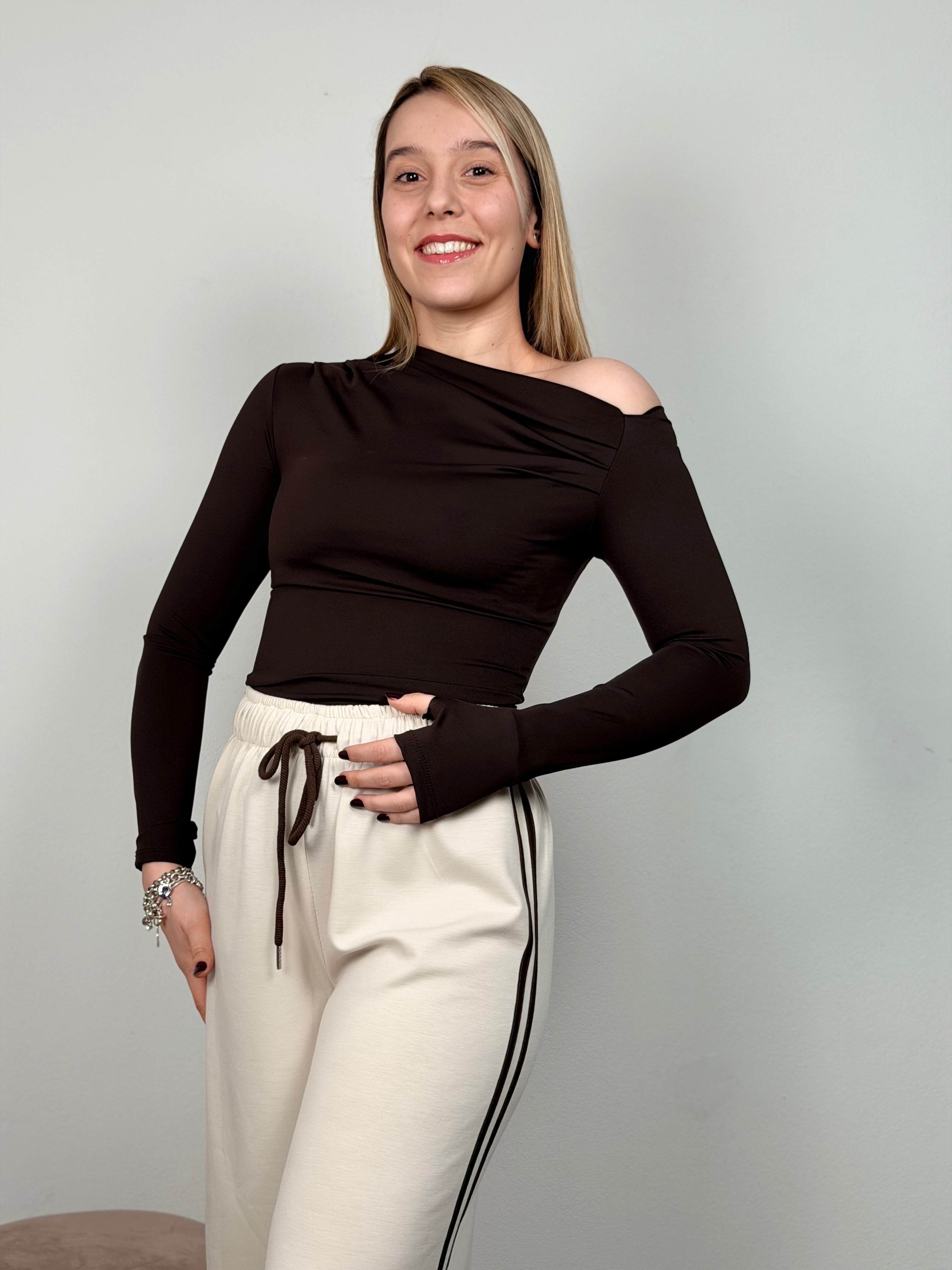 BODY DRAPPEGGIO MARRONE