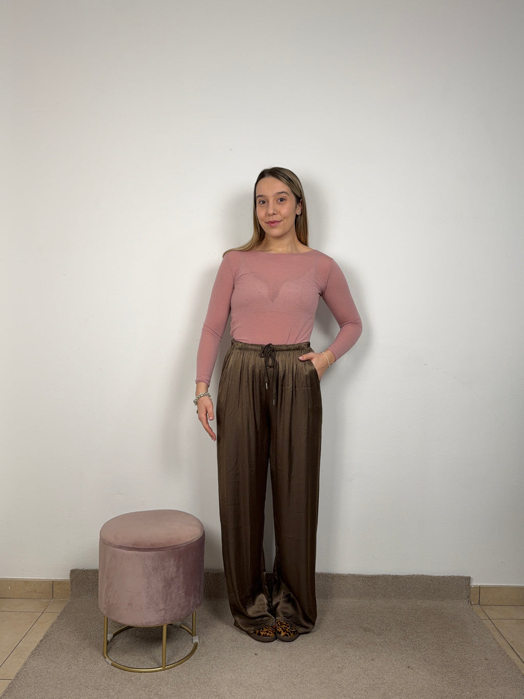 PANTALONE SATIN MARRON