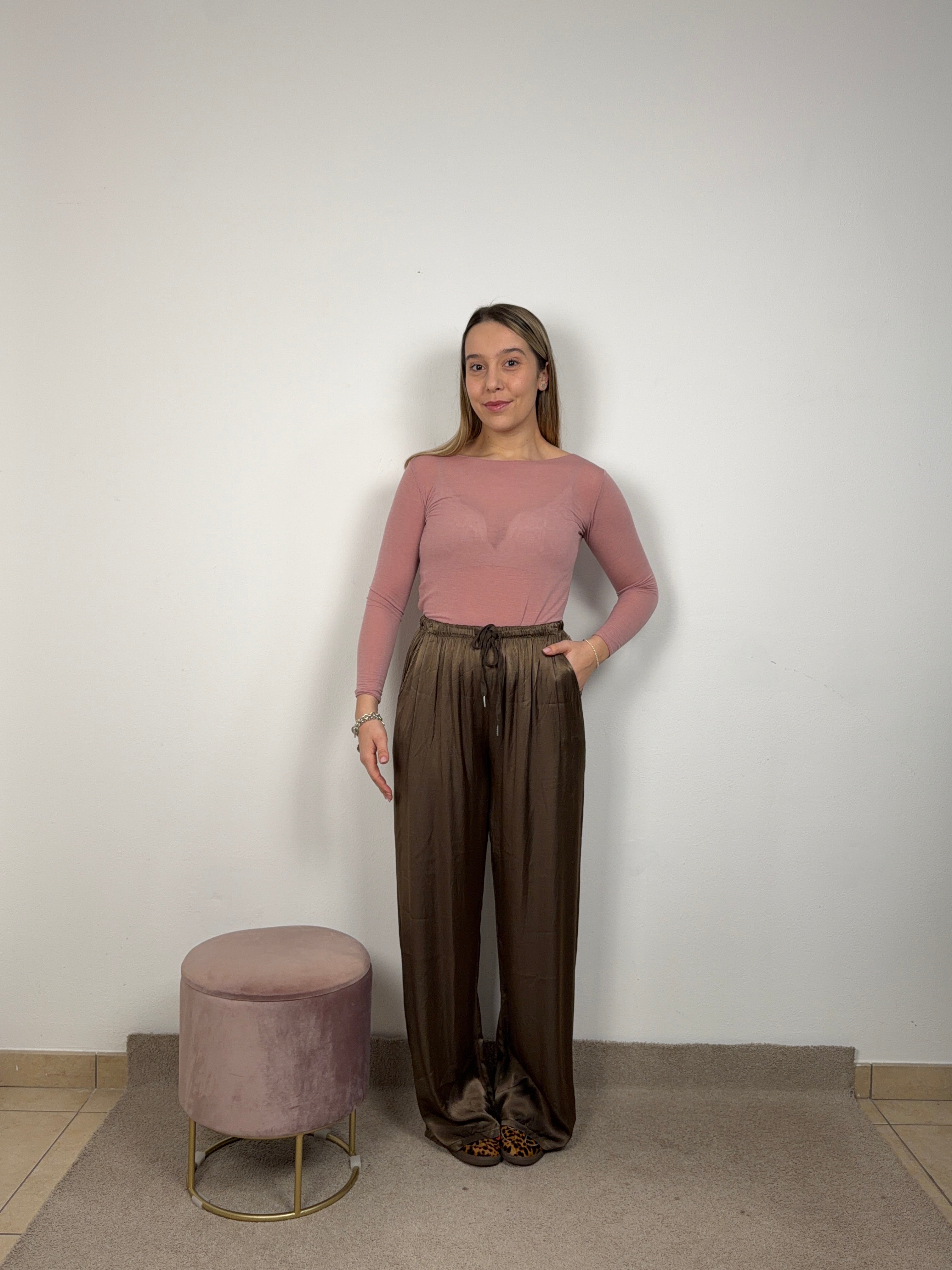 PANTALONE SATIN MARRON