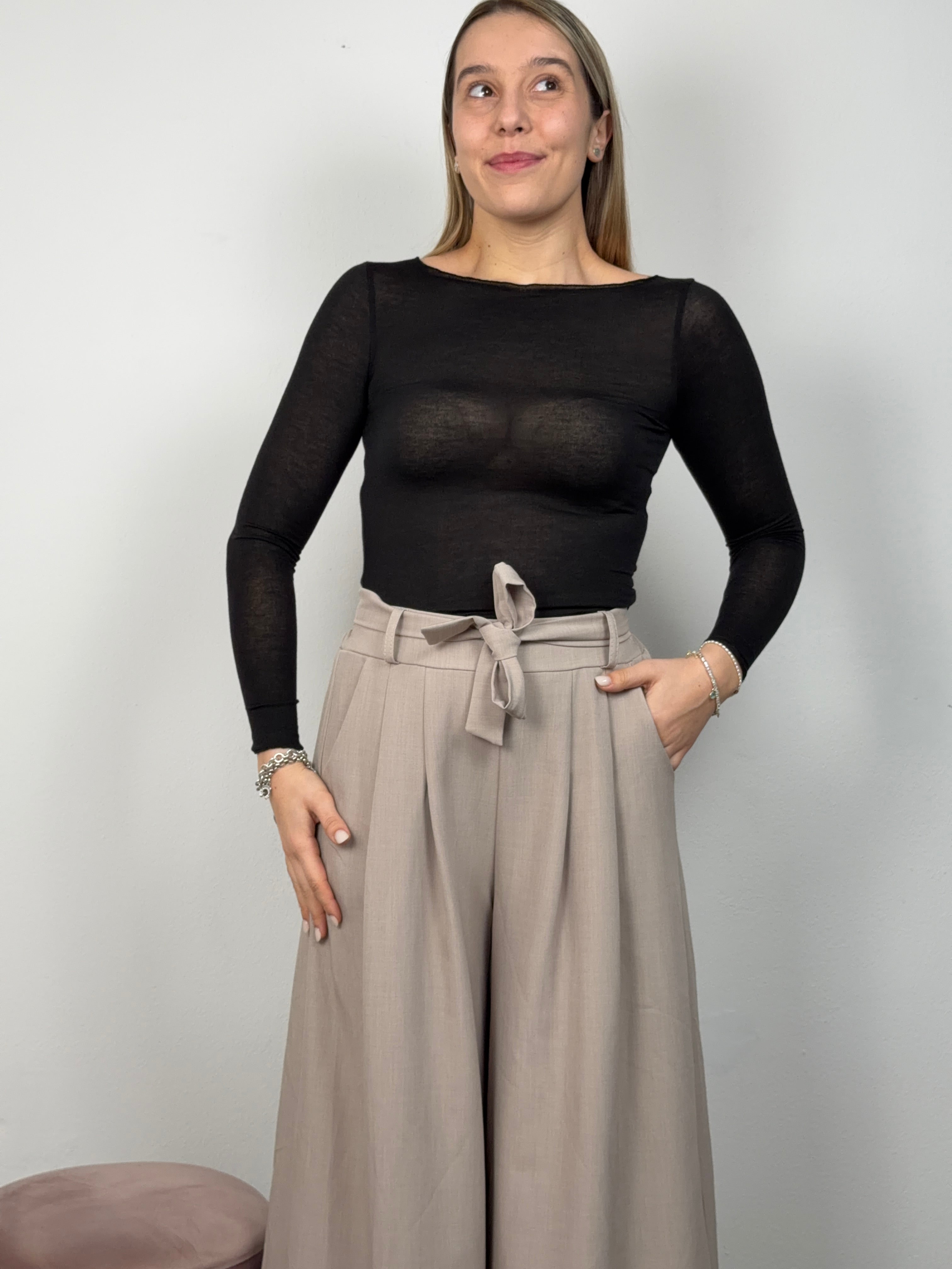 PANTALONE FIOCCO GRIGIO