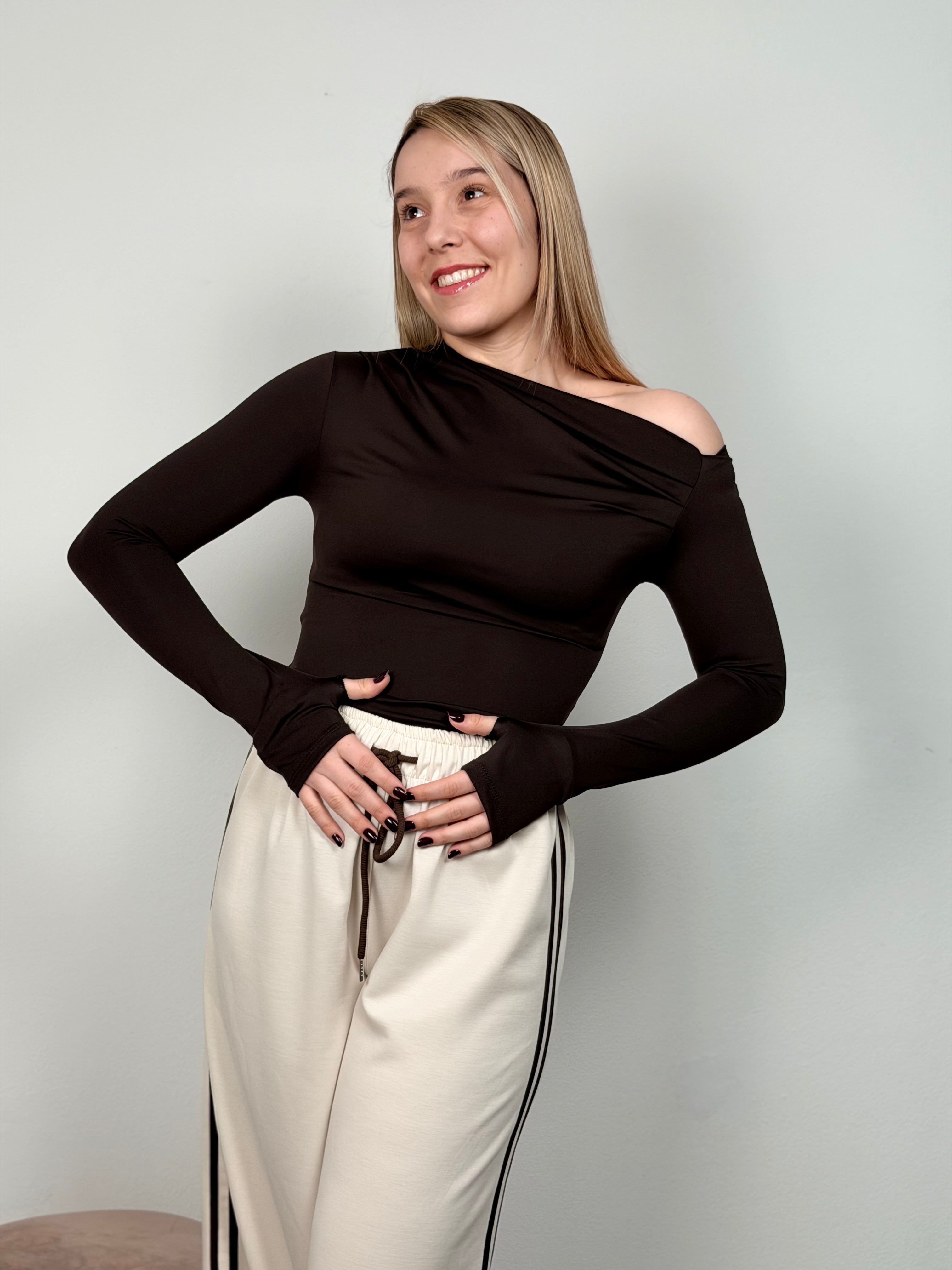 BODY DRAPPEGGIO MARRONE