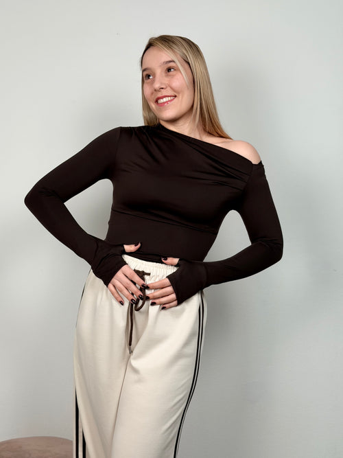 BODY DRAPPEGGIO MARRONE