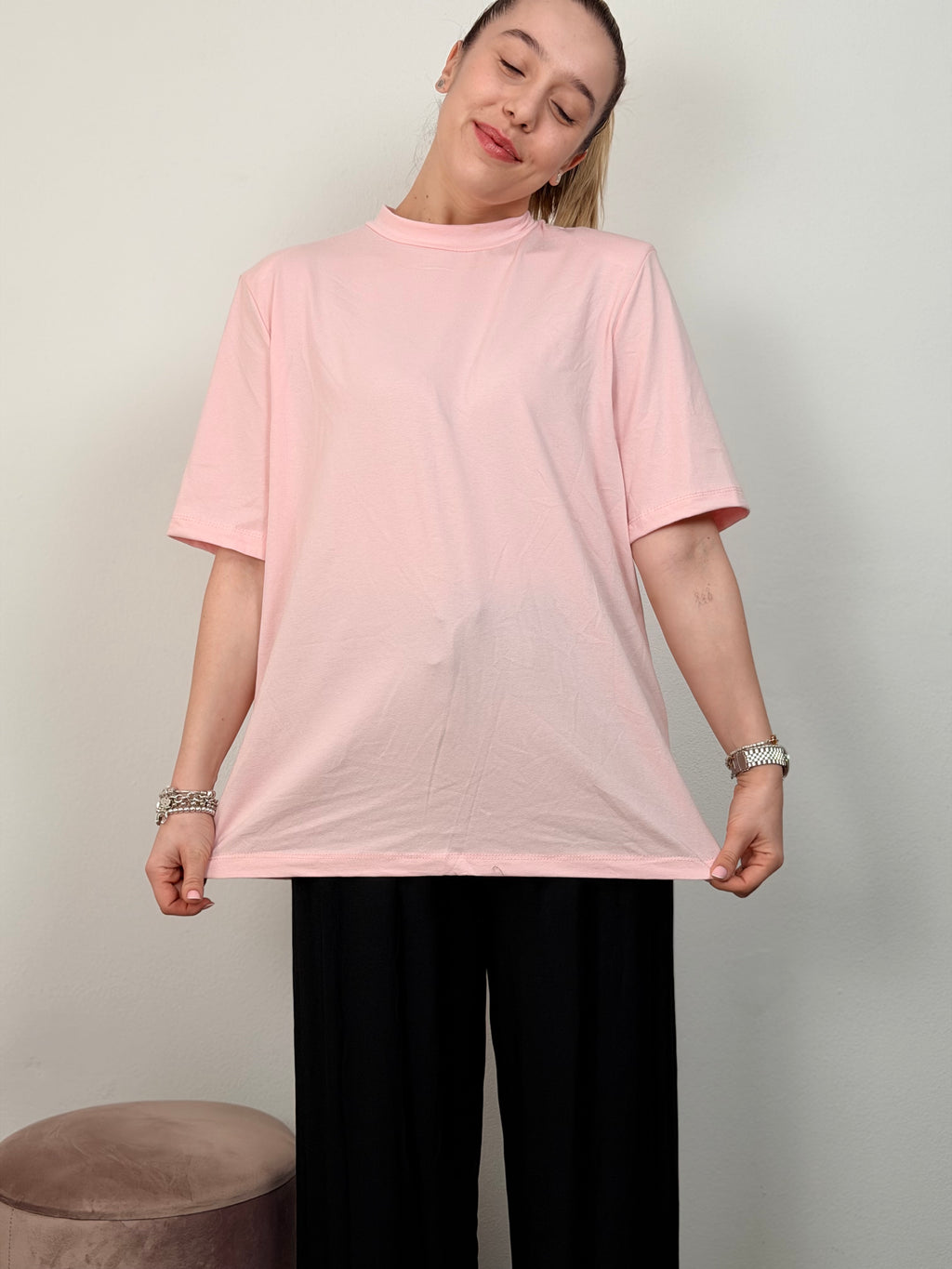T-SHIRT OVER SPALLINE ROSA