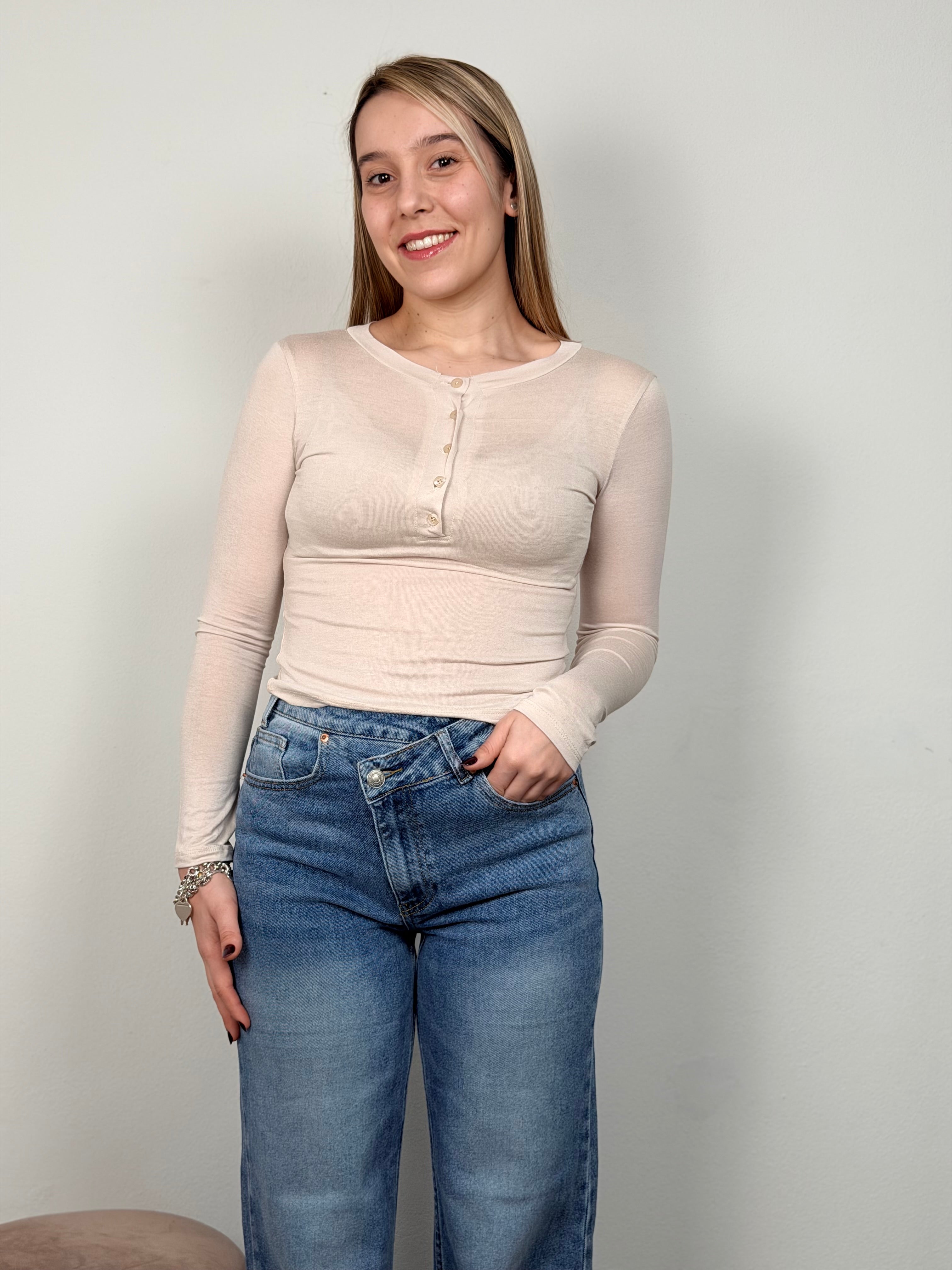 MAGLIA BOTTONI BEIGE