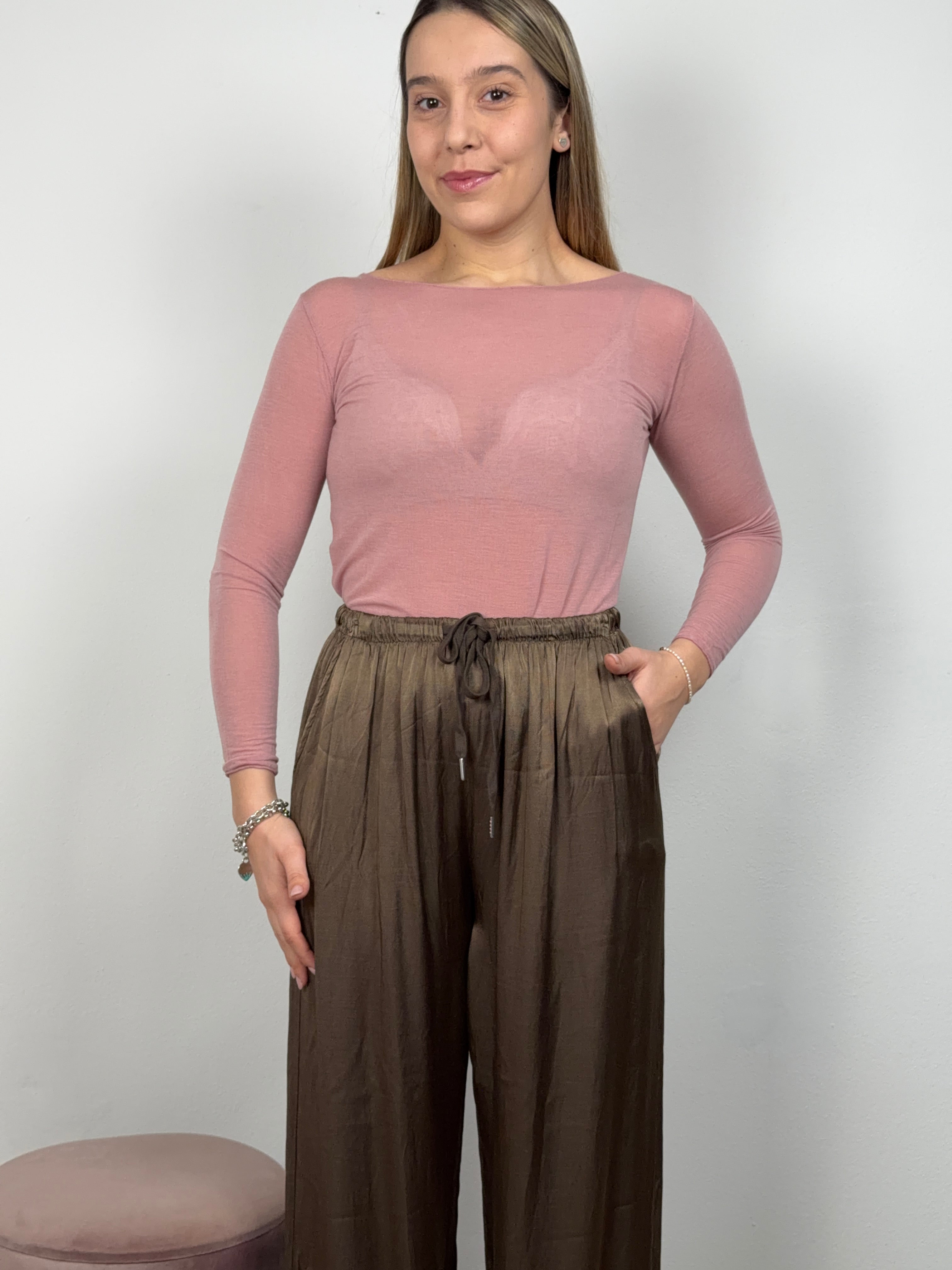 PANTALONE SATIN MARRON