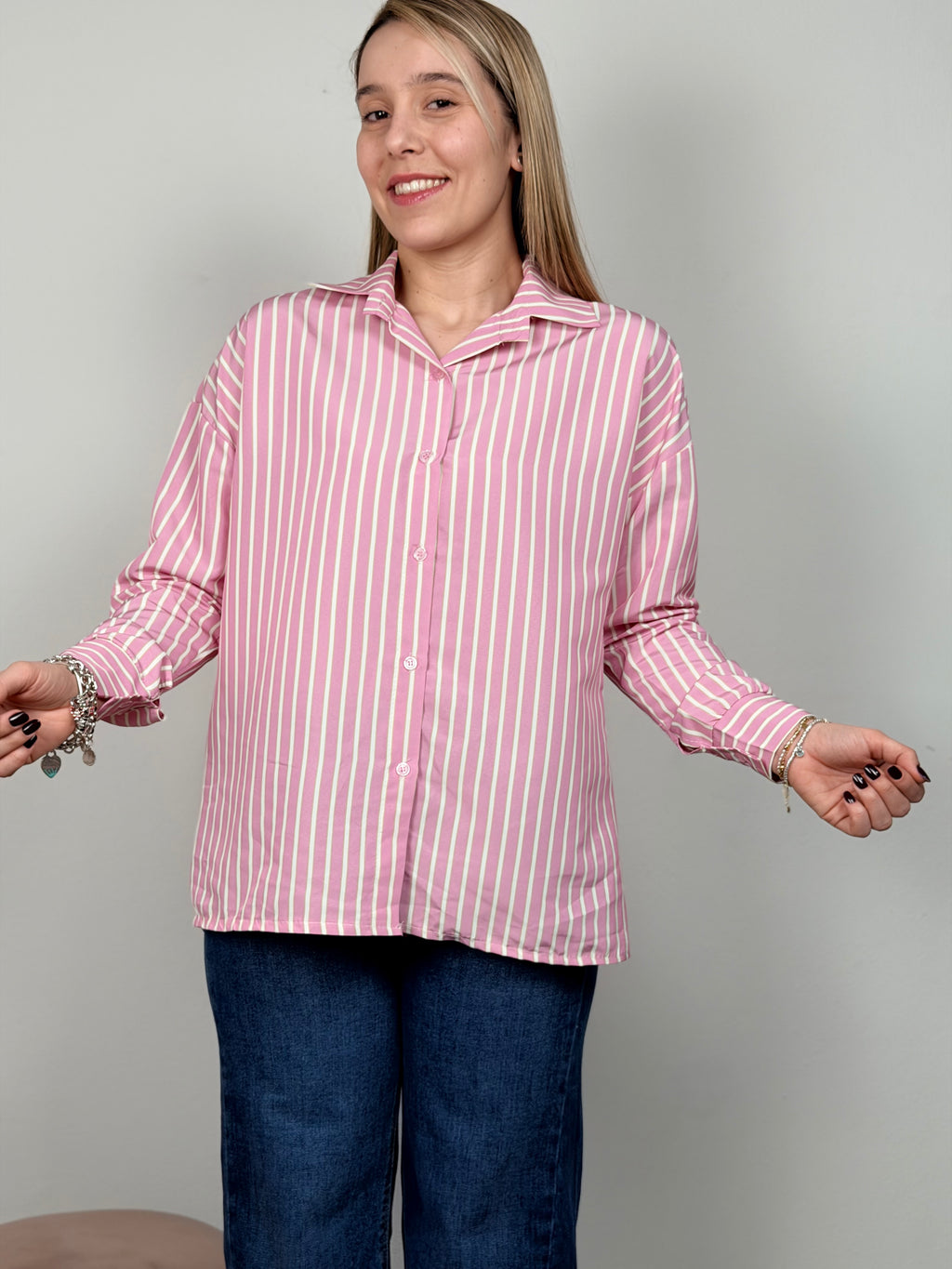 CAMICIA RIGHE ROSA