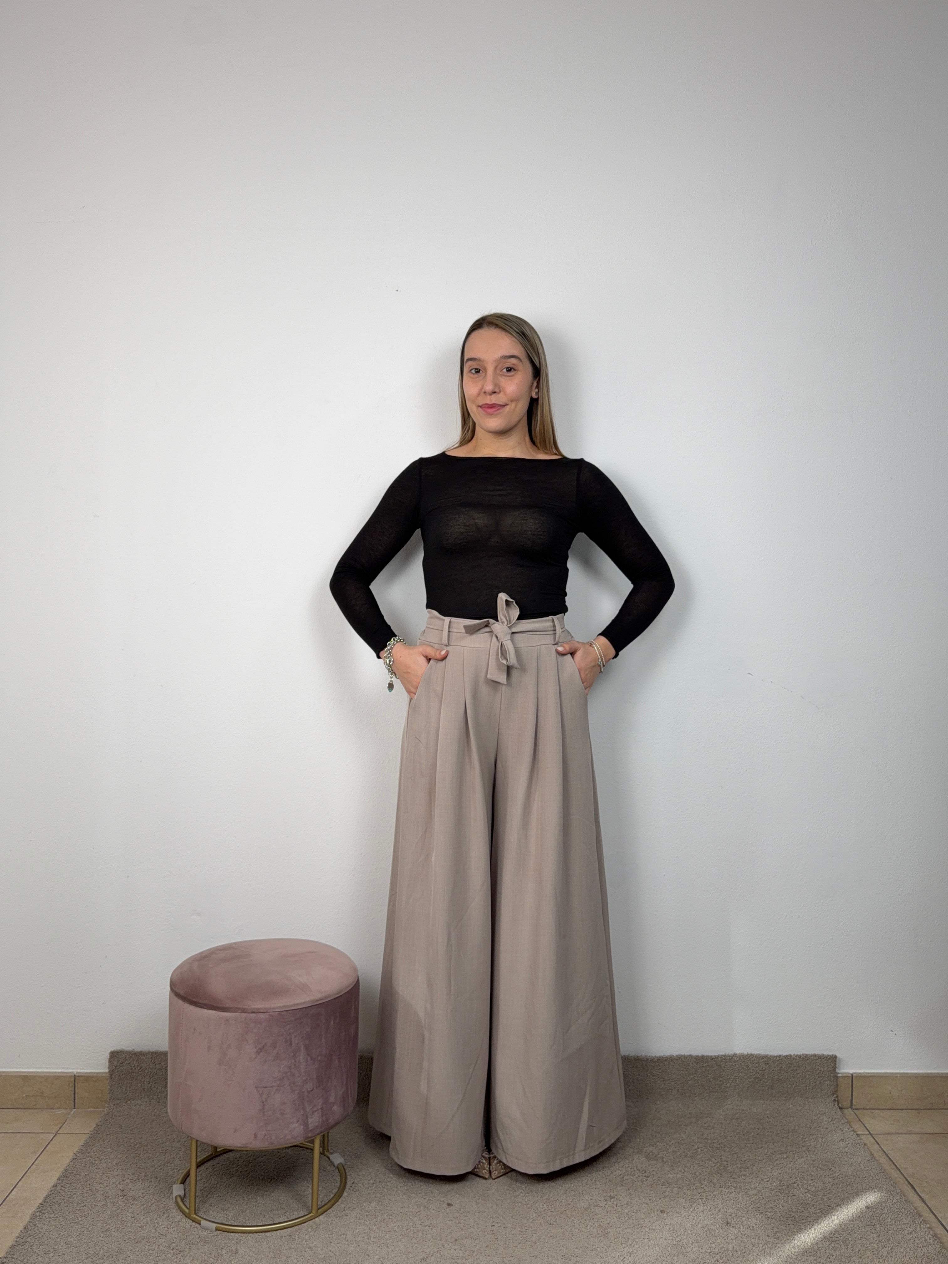 PANTALONE FIOCCO GRIGIO