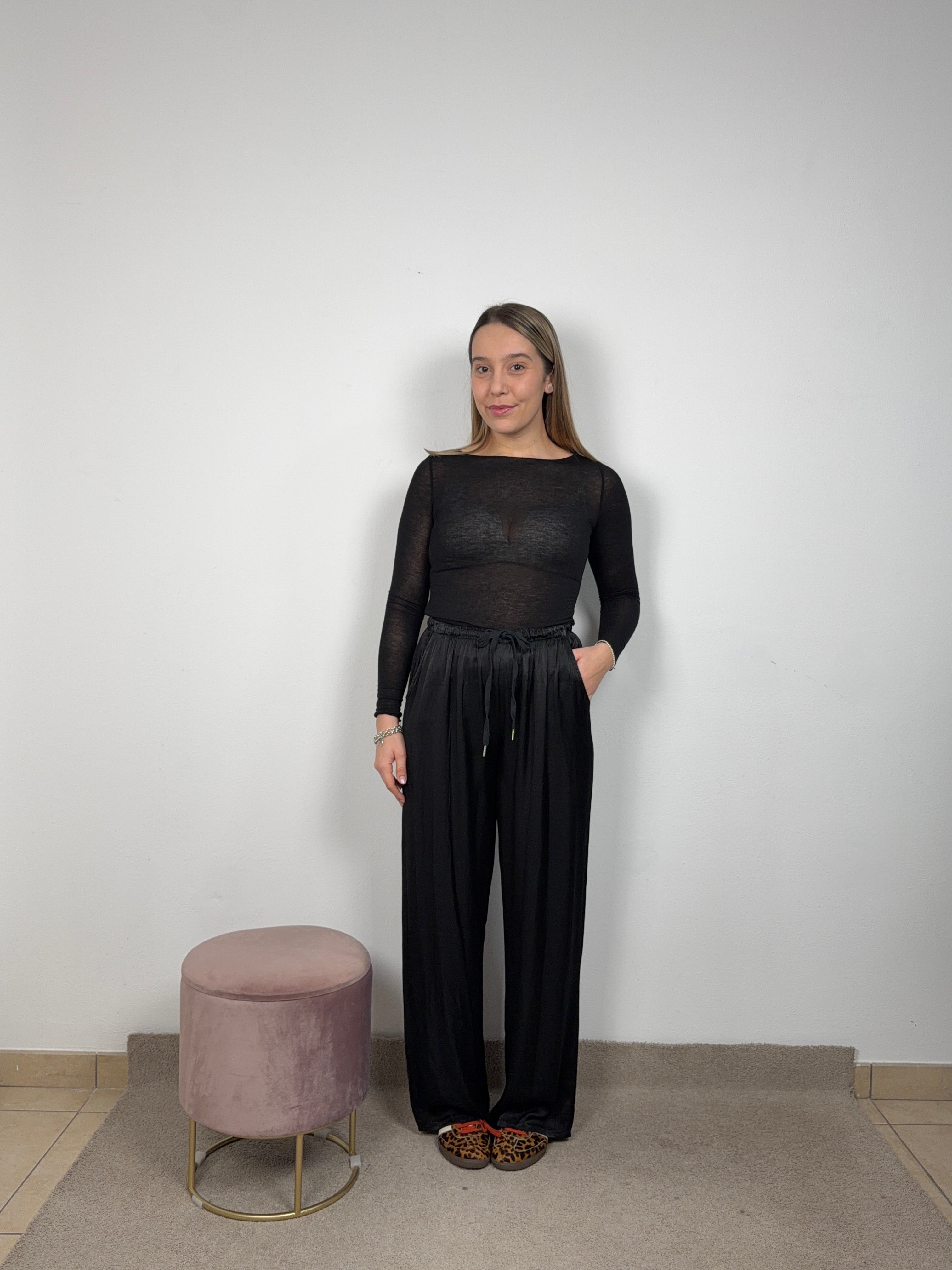 PANTALONE SATIN NERO