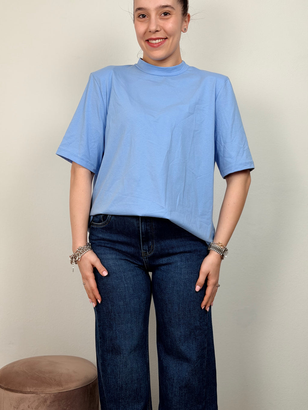 T-SHIRT OVER SPALLINE CELESTE