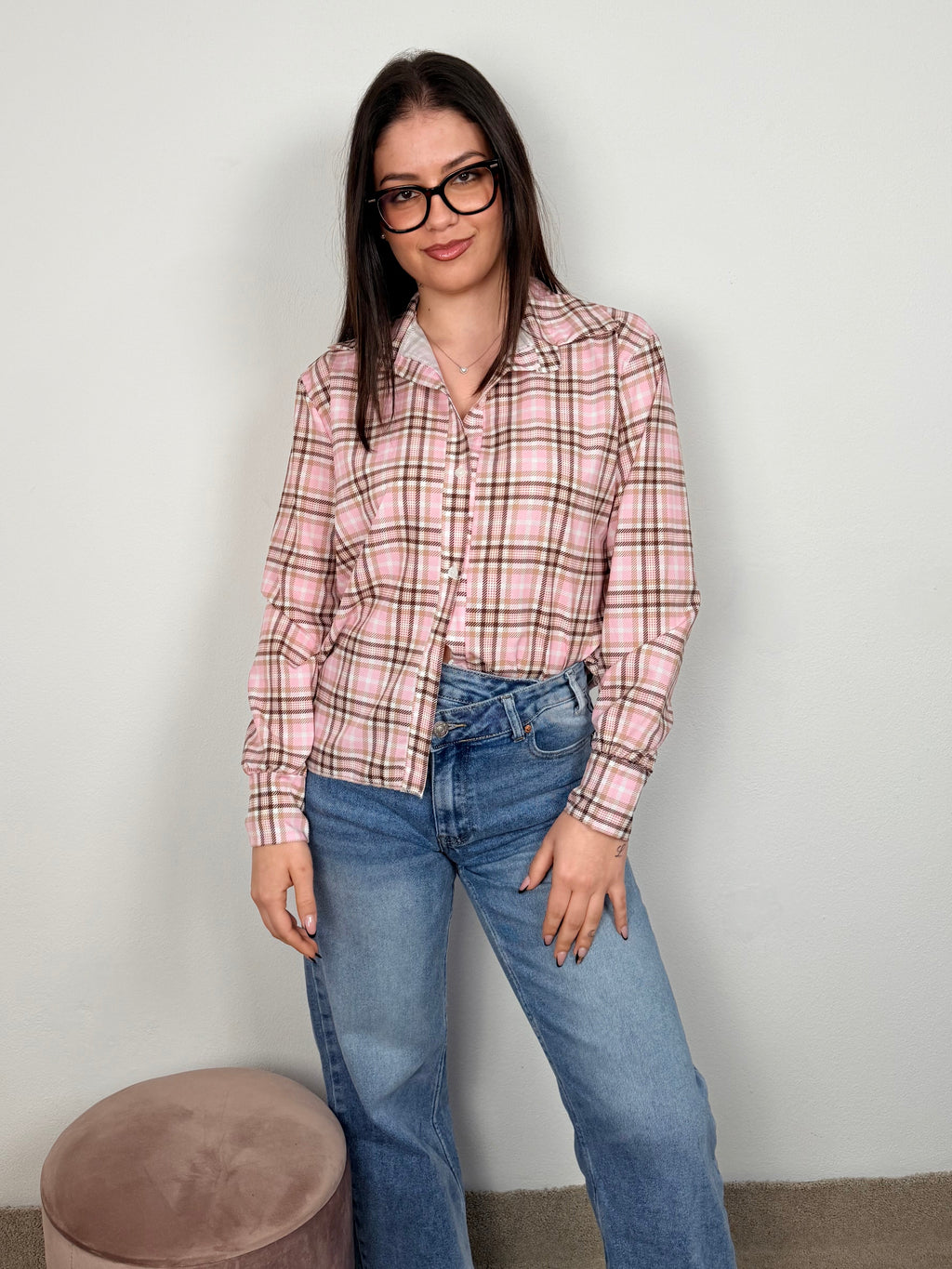 CAMICIA QUADRI ROSA