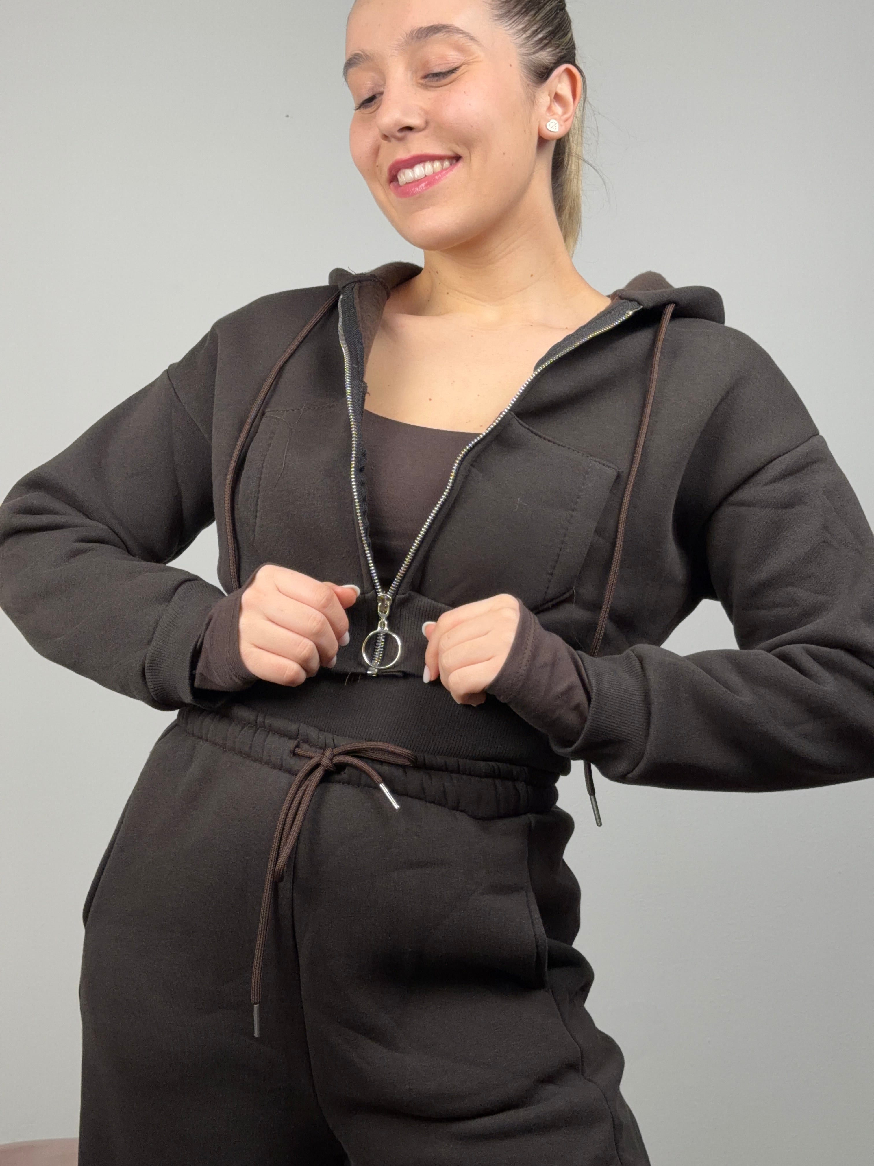 COORDINATO FELPATO MARRONE