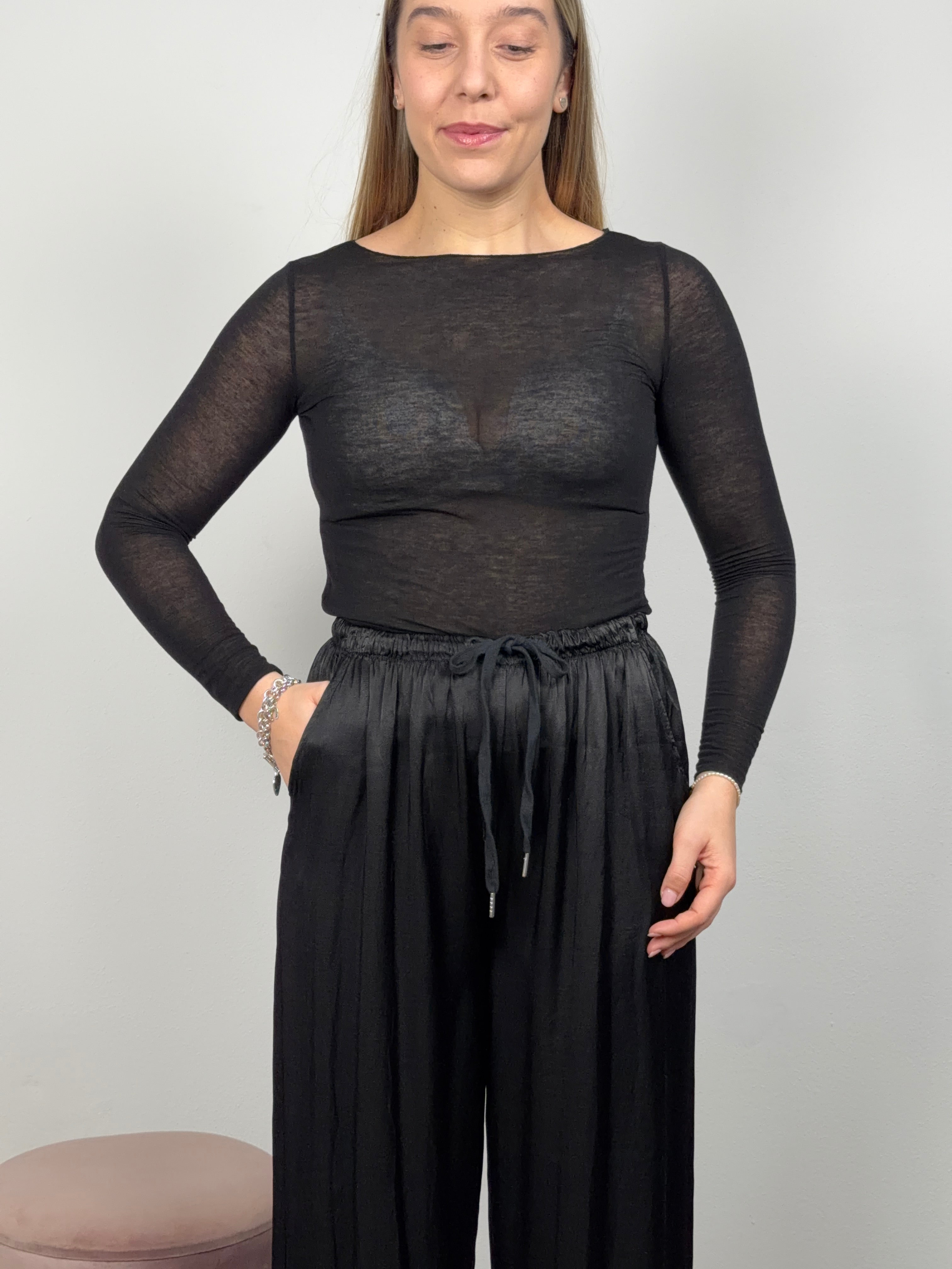 PANTALONE SATIN NERO