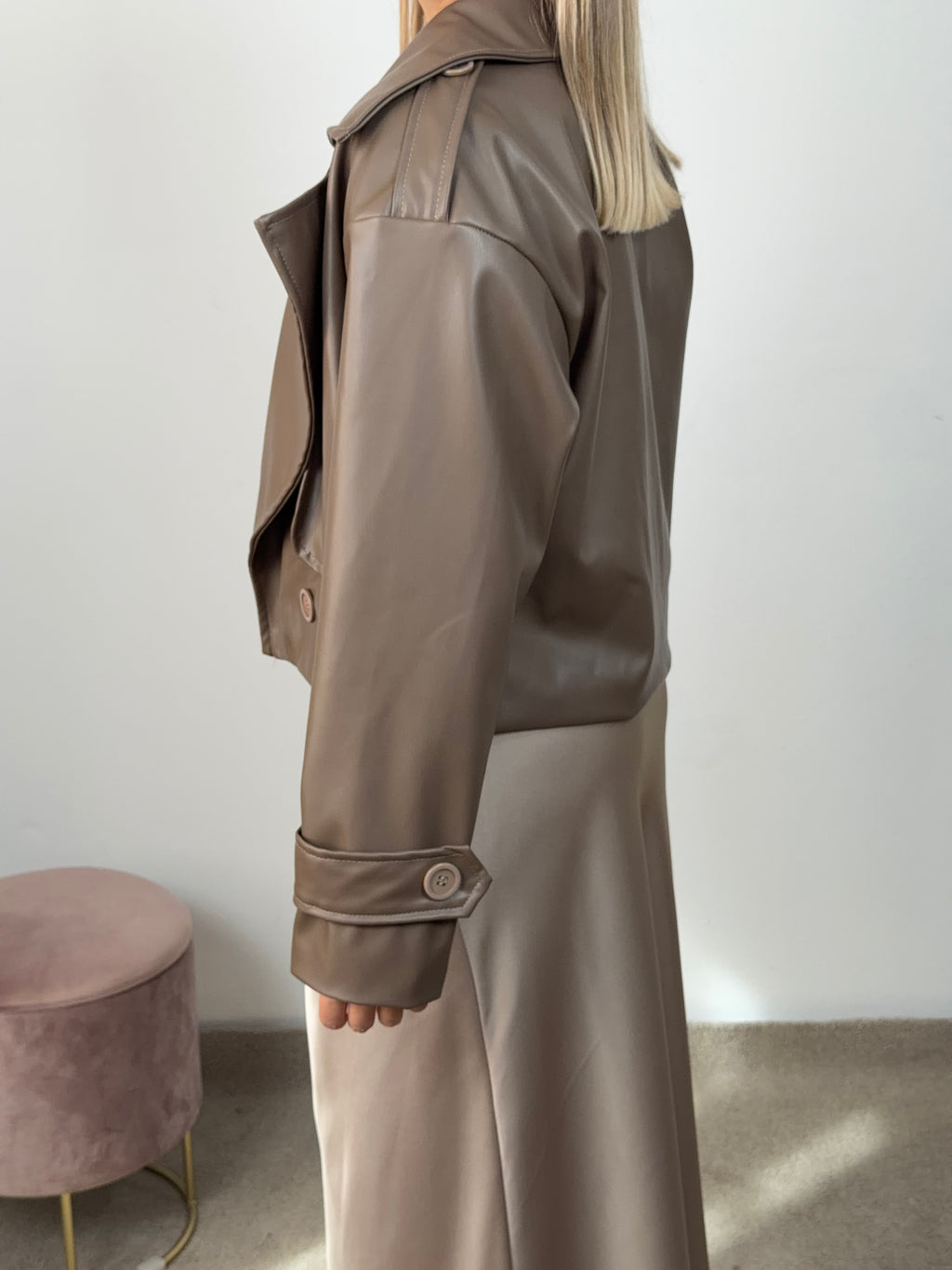 GIACCA ECOPELLE BOTTONI MARRONE CHIARO