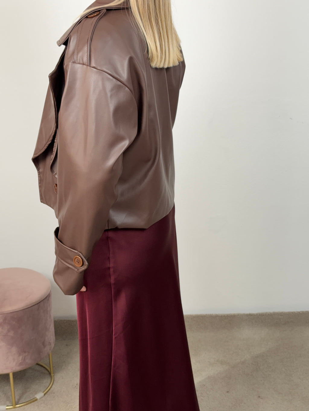 GIACCA ECOPELLE BOTTONI MARRONE SCURO