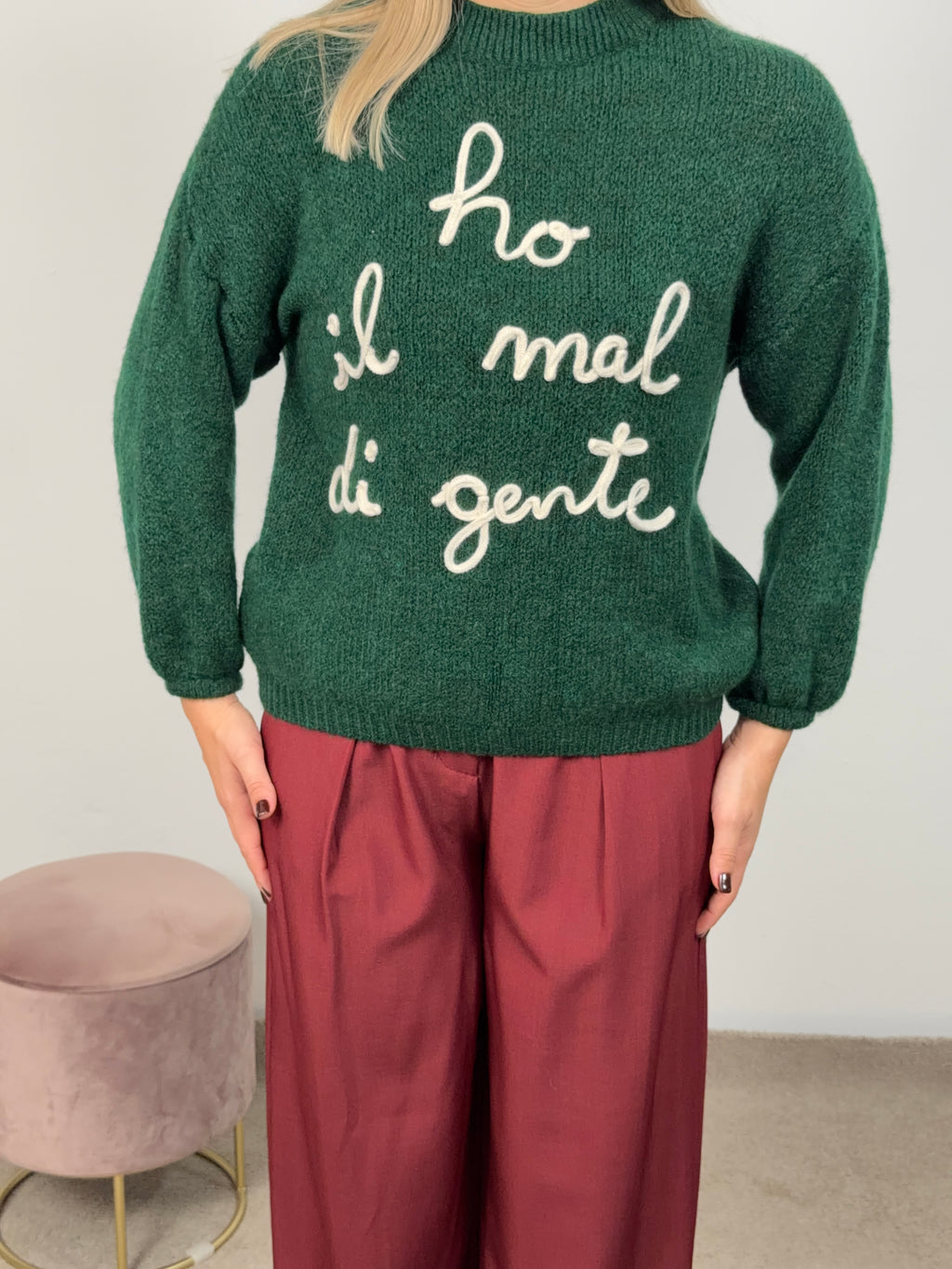 MAGLIONE HO IL MAL DI GENTE VERDE