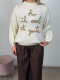MAGLIONE HO IL MAL DI GENTE BIANCO