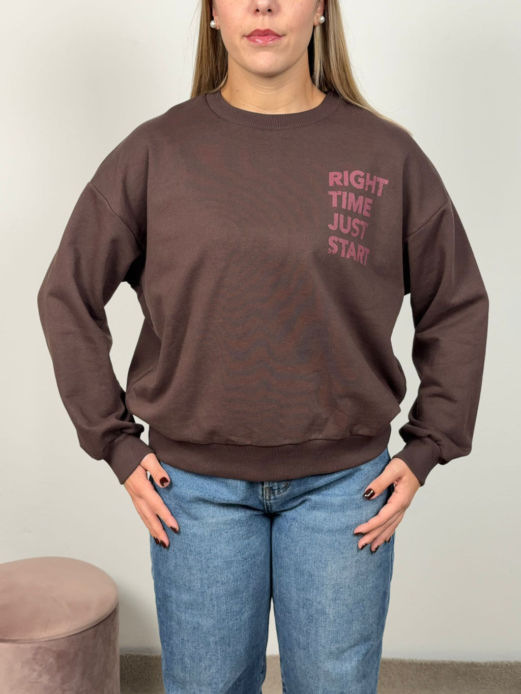 FELPA TIME GARZATA MARRONE