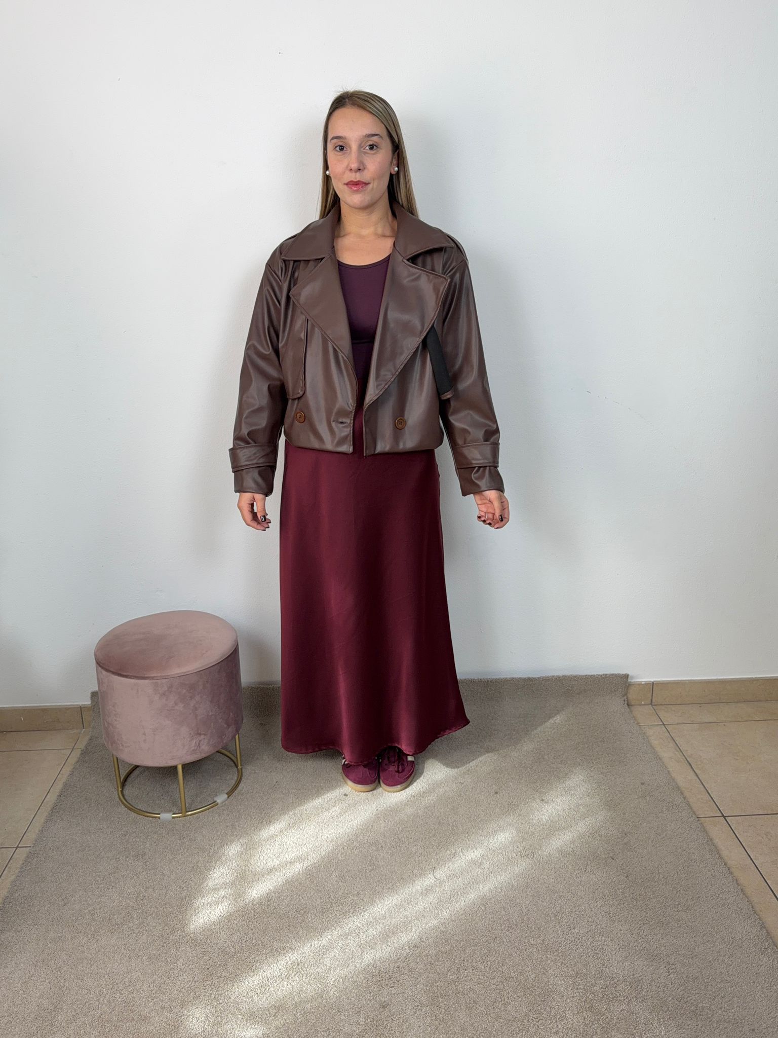 GIACCA ECOPELLE BOTTONI MARRONE SCURO