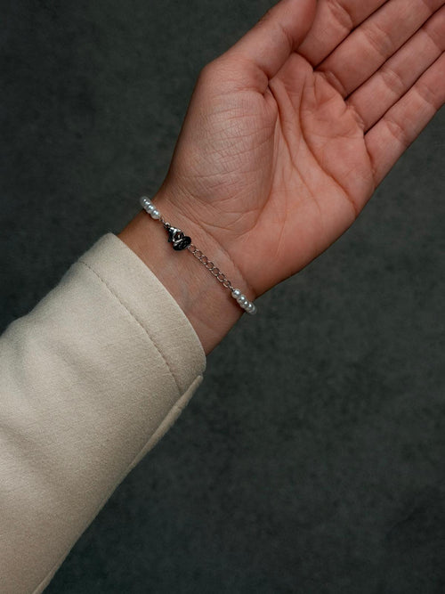 BRACCIALE PERLA M ARGENTO