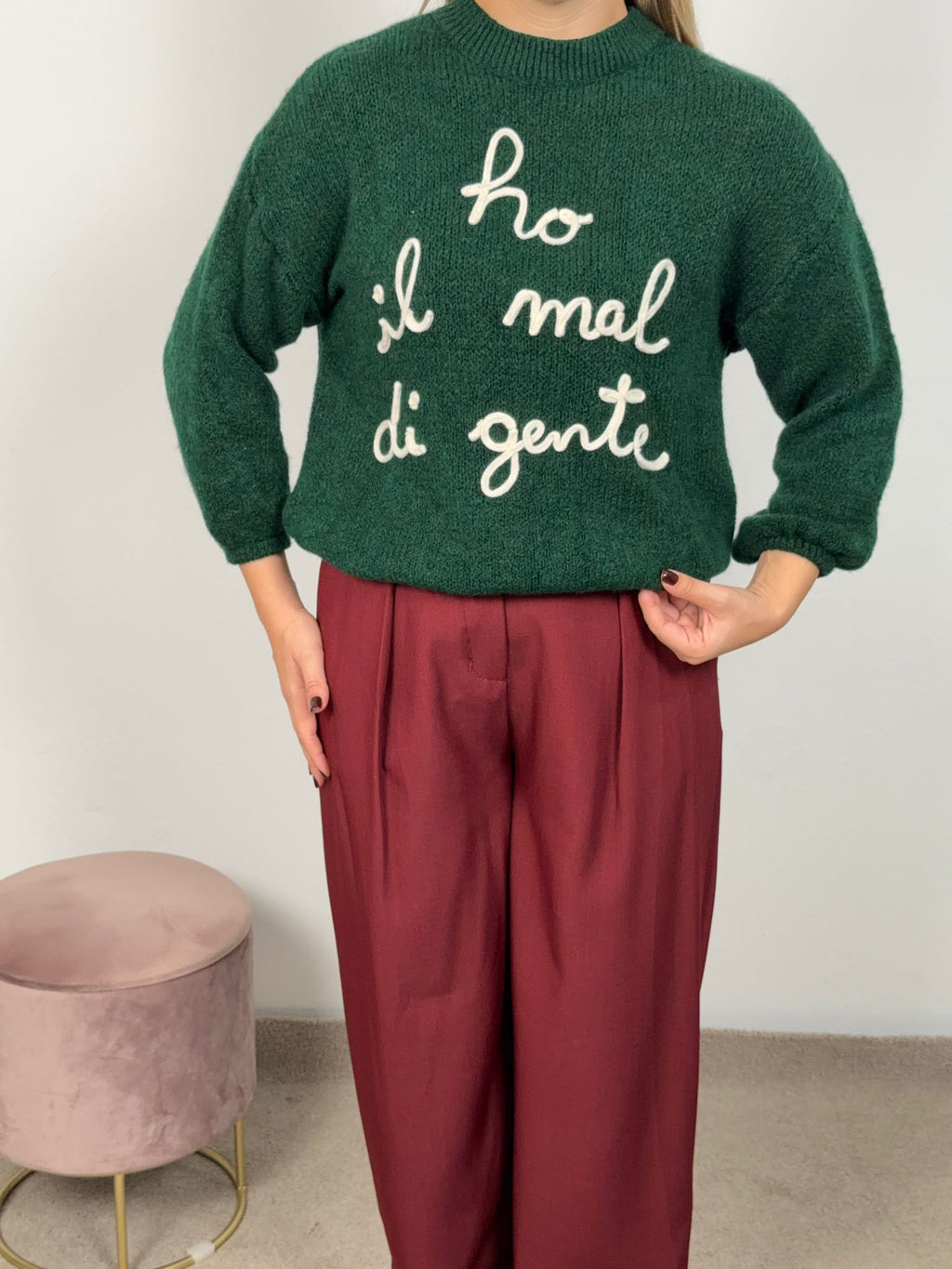 MAGLIONE HO IL MAL DI GENTE VERDE